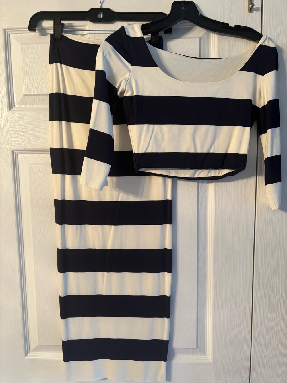 Navy and White Striped Maxi Skirt 2 pc